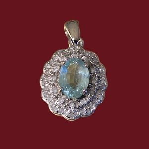 925 Sterling Silver Pendant with Natural Emerald 5x7mm & Natural Diamonds